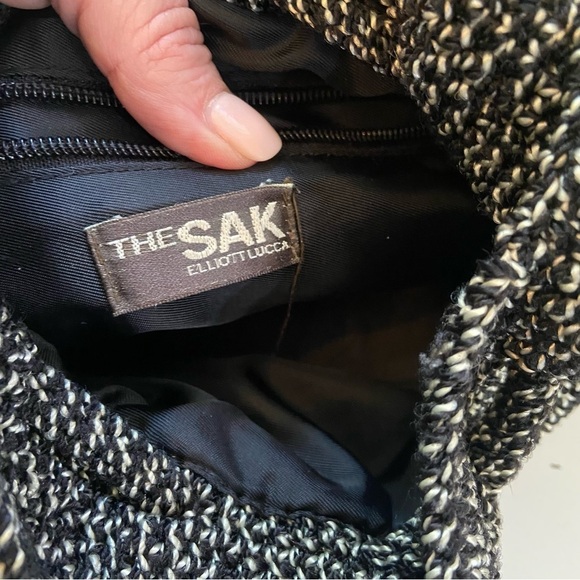 The Original Sak Chocolate Charcoal Crochet Shoulder Handbag Bag Purse Knit - Picture 8 of 10